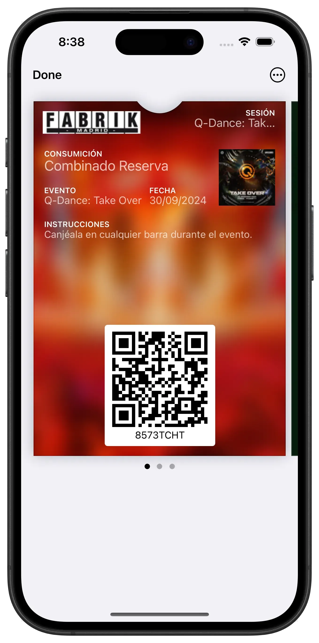 A screenshot of the QR code obtained after the order is placed.