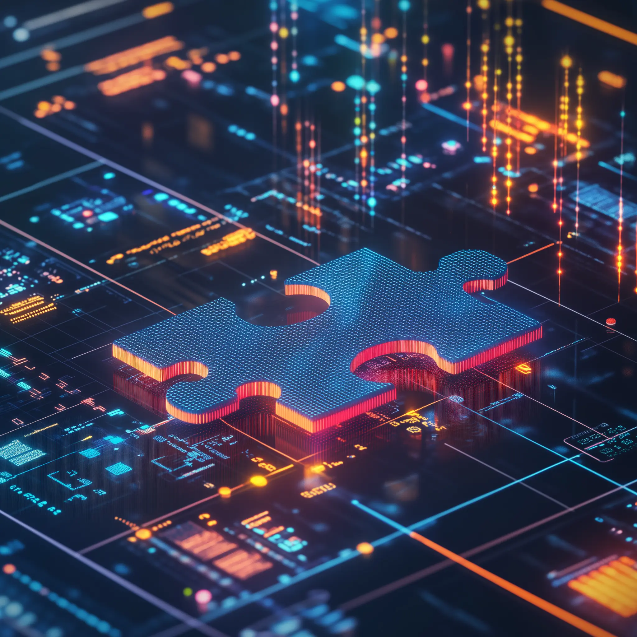 A puzzle piece representing customer data fitting into a larger puzzle of upselling strategies, symbolizing the power of CRM integration.