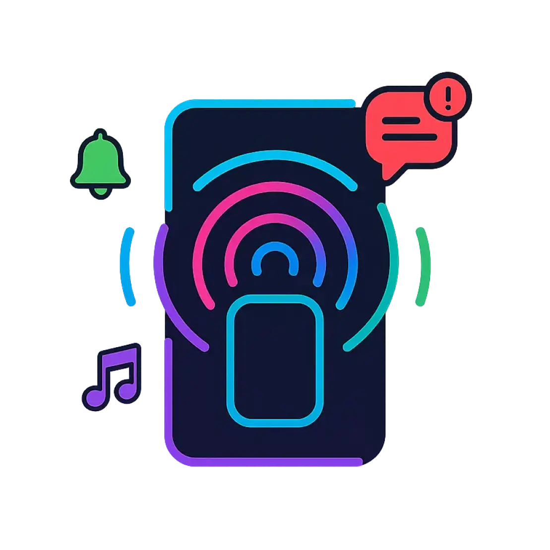 An illustration of a phone receiving push notifications.