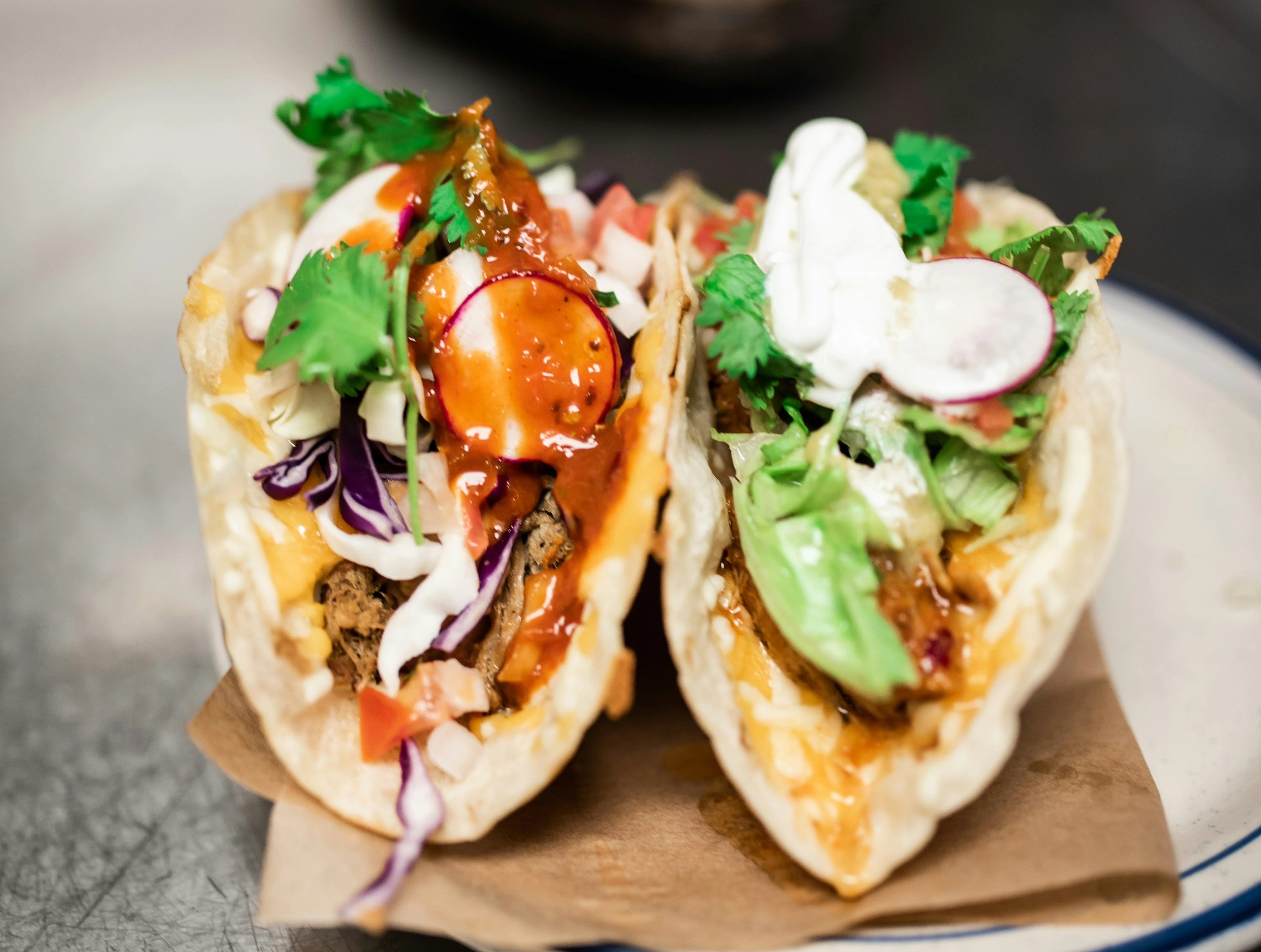 A couple of tacos from a foodtruck